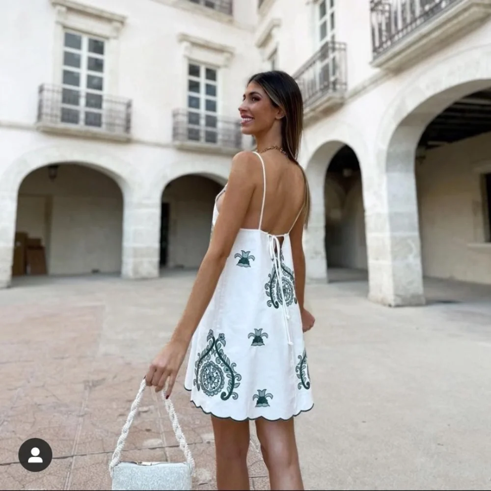 ZARA EMBROIDERED MINI DRESS SIZE SMALL - Picture 3 of 16